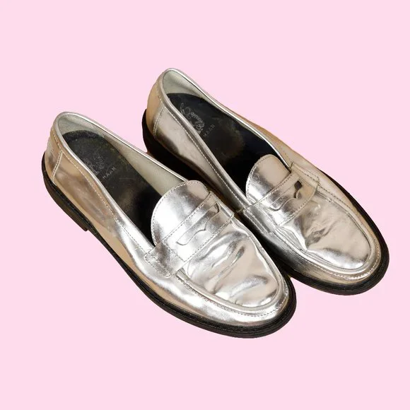 Cole Haan | Shoes | Cole Haan Metallic Silver Loafers Size  display picture 3